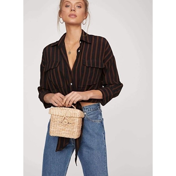 Faithfull The Brand Striped Shirt Bow Tie Front - Picture 16 of 16